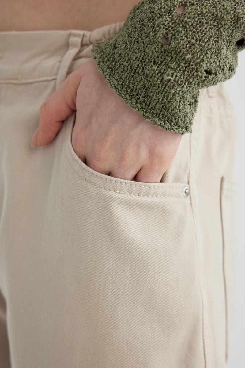 DeFacto Beige Woman Cargo Jogger Gabardine Trousers Casual - Image 5